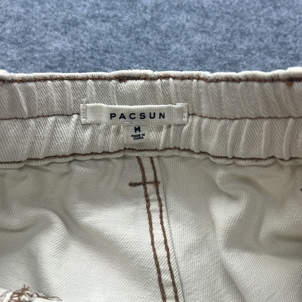 Pacsun Bone Cream Utility Cargo Pants Trousers Straight Leg Pull On - Picture 6 of 8